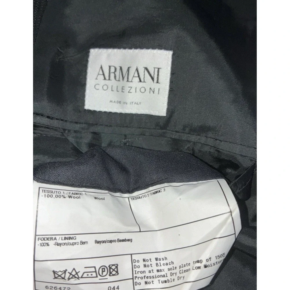 Armani Collezioni Saks Blazer Men's 40R Charcoal Herringbone Wool Italy‎ *hole